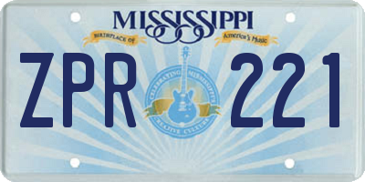 MS license plate ZPR221