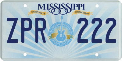 MS license plate ZPR222