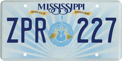 MS license plate ZPR227