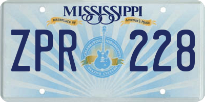 MS license plate ZPR228