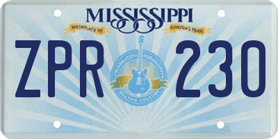 MS license plate ZPR230