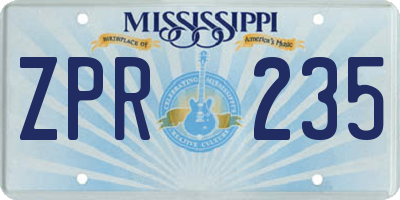 MS license plate ZPR235