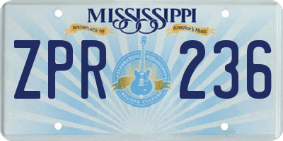 MS license plate ZPR236