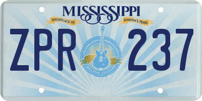 MS license plate ZPR237