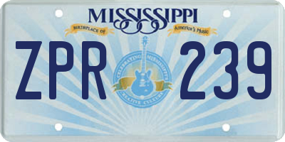 MS license plate ZPR239