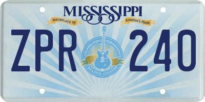 MS license plate ZPR240