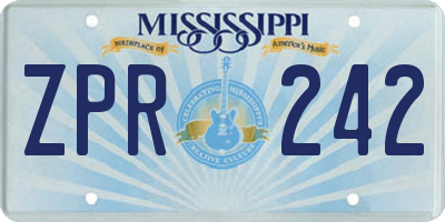 MS license plate ZPR242