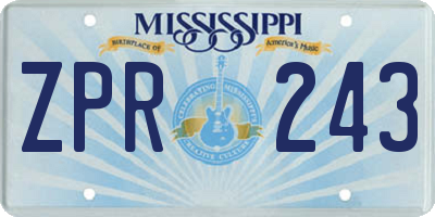 MS license plate ZPR243