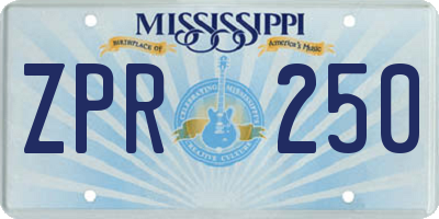MS license plate ZPR250