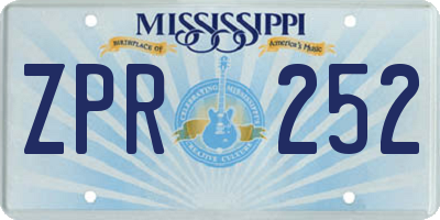 MS license plate ZPR252