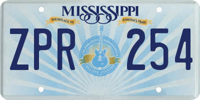 MS license plate ZPR254