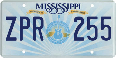 MS license plate ZPR255
