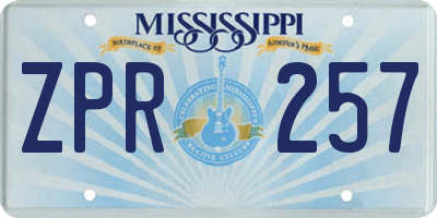 MS license plate ZPR257