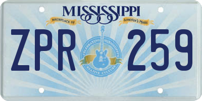 MS license plate ZPR259