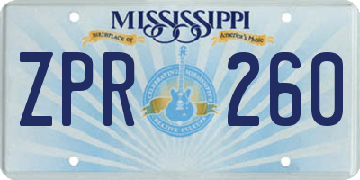 MS license plate ZPR260