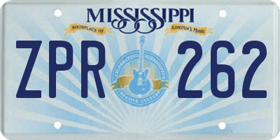 MS license plate ZPR262