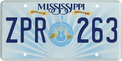 MS license plate ZPR263