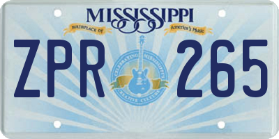 MS license plate ZPR265