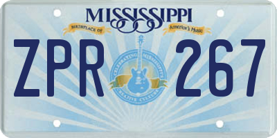 MS license plate ZPR267