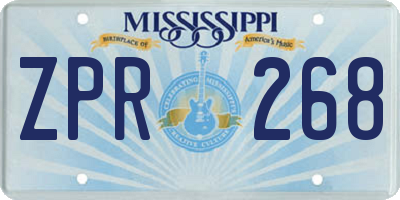 MS license plate ZPR268