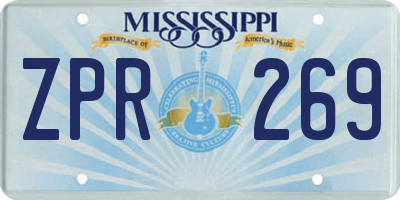 MS license plate ZPR269