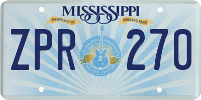 MS license plate ZPR270