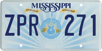MS license plate ZPR271