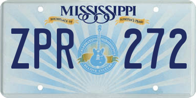 MS license plate ZPR272
