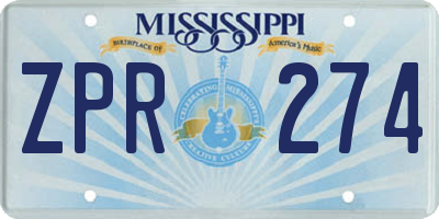 MS license plate ZPR274