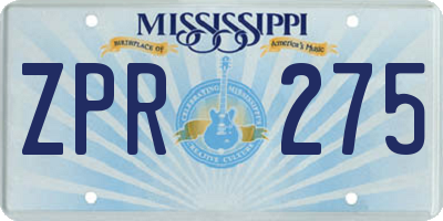 MS license plate ZPR275