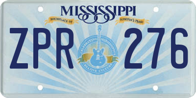 MS license plate ZPR276