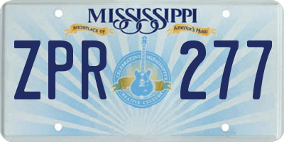 MS license plate ZPR277