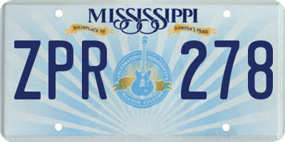 MS license plate ZPR278