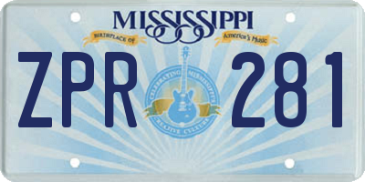 MS license plate ZPR281