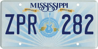 MS license plate ZPR282