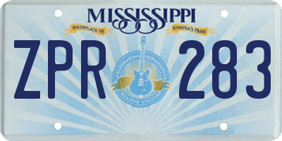 MS license plate ZPR283