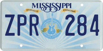 MS license plate ZPR284