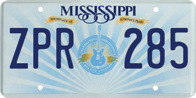MS license plate ZPR285
