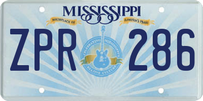 MS license plate ZPR286
