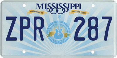 MS license plate ZPR287