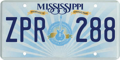 MS license plate ZPR288