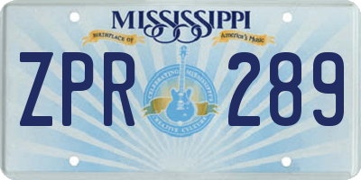 MS license plate ZPR289