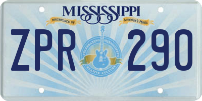MS license plate ZPR290