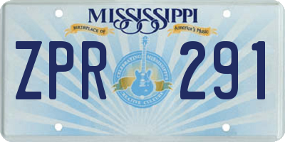 MS license plate ZPR291