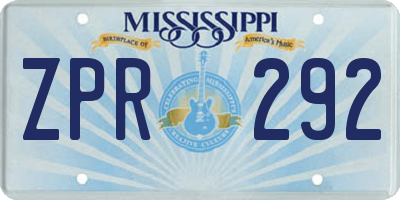 MS license plate ZPR292