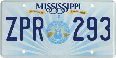 MS license plate ZPR293