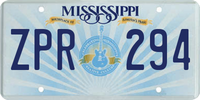 MS license plate ZPR294