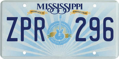 MS license plate ZPR296