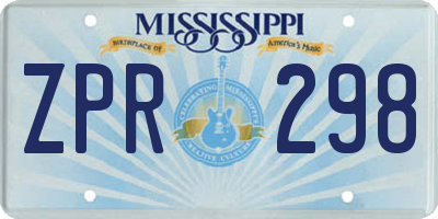 MS license plate ZPR298