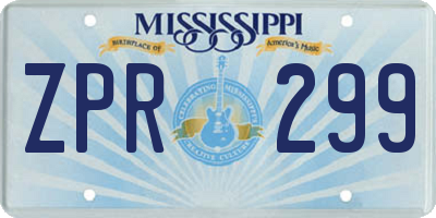 MS license plate ZPR299